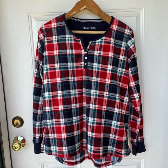 •Nautica• Plaid Two-Piece Fleece Pajama Set - Size Large - Picture 3 of 12